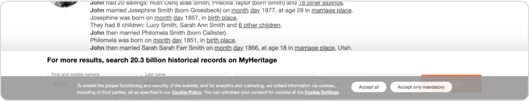 Bottom of the old page: the docked search bar is covered by the cookie consent banner