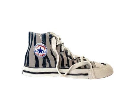 Zebra-striped ceramic high-top sneaker
