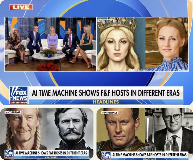 Fox & Friends hosts shown in different eras